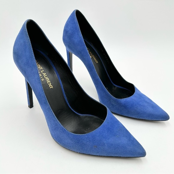 Saint Laurent Paris Pump 105 Blue Suede
